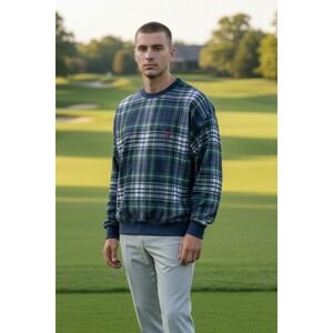 Bugle Boy Classics Mens Plaid Long Sleeve Crew Neck Pullover Sweatshirt M